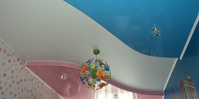Двухуровневый натяжной потолок на 9 квадратных метров в детскую комнату
