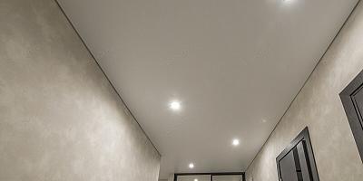 Матовый натяжной потолок для прихожей белого цвета на 7 квадратов