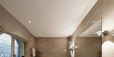 Матовый натяжной потолок для ванной комнаты на 5 квадратов белого цвета
