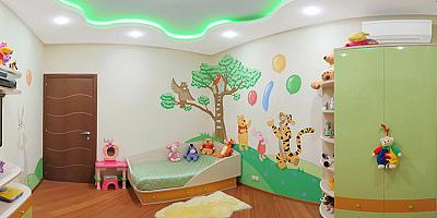 Натяжной потолок двухуровневый для детской комнаты на 10 квадратов